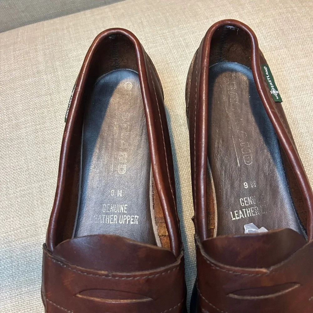 Eastland Womens Penny Loafers Brown Genuine Leather Slip On Flats Size 9M